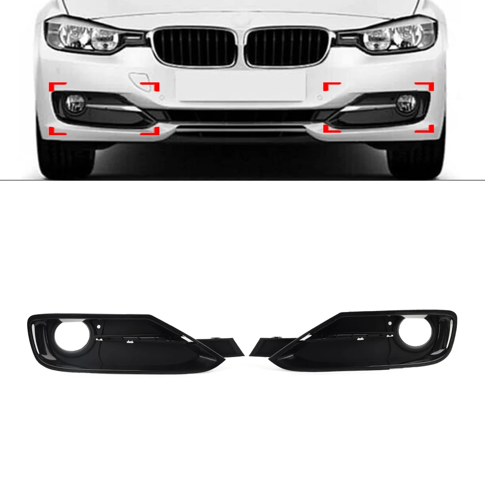 

Gloss Black Car Closed Grid Front Bumper Fog Light Lamp Grille Without Silver Trim For BMW F30 F31 F35 F80 Sport Line 2012-2019