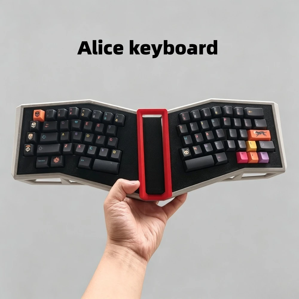 【 Split Alice Keyboard】 Similar To Angry Meow AFA Costom Wired Single Mode QMK  Mechanical Keyboard Vial Game Keyboard Accessory