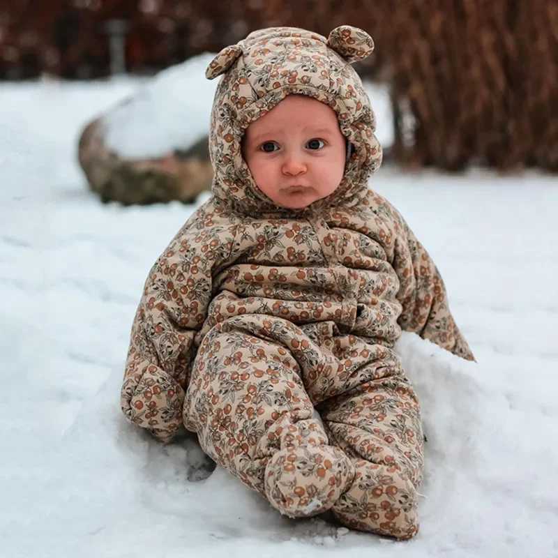 Infant and Toddler Cotton Clothing Winter Jumpsuit Newborn Three-layer Thickened Cotton Jacket Baby Warmth Go Out Clothes