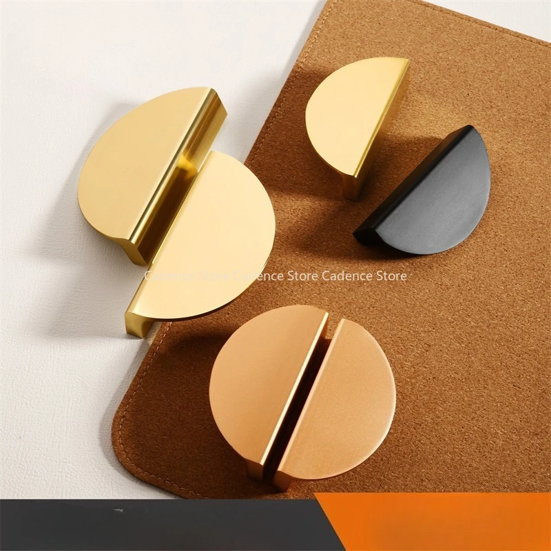 2PCS Half Moon Handles for Cabinets and Drawers Cupboard Knobs Aluminum Furniture Handles Golden Black Semicircle Matte Pull