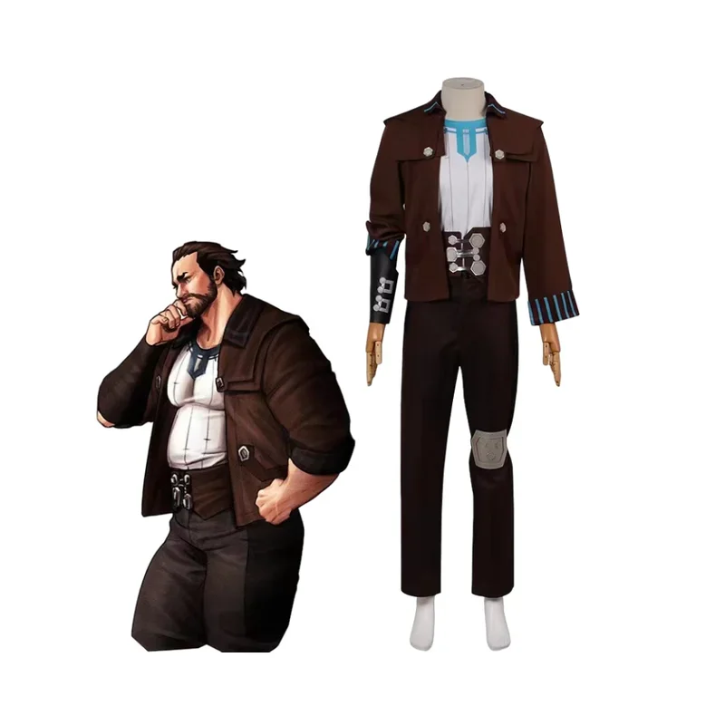 Jeu LOL Arcane Vander Cosplay Costume pour hommes, tenues d'Halloween, veste trempée, chemise, pantalon, ensemble complet, carnaval