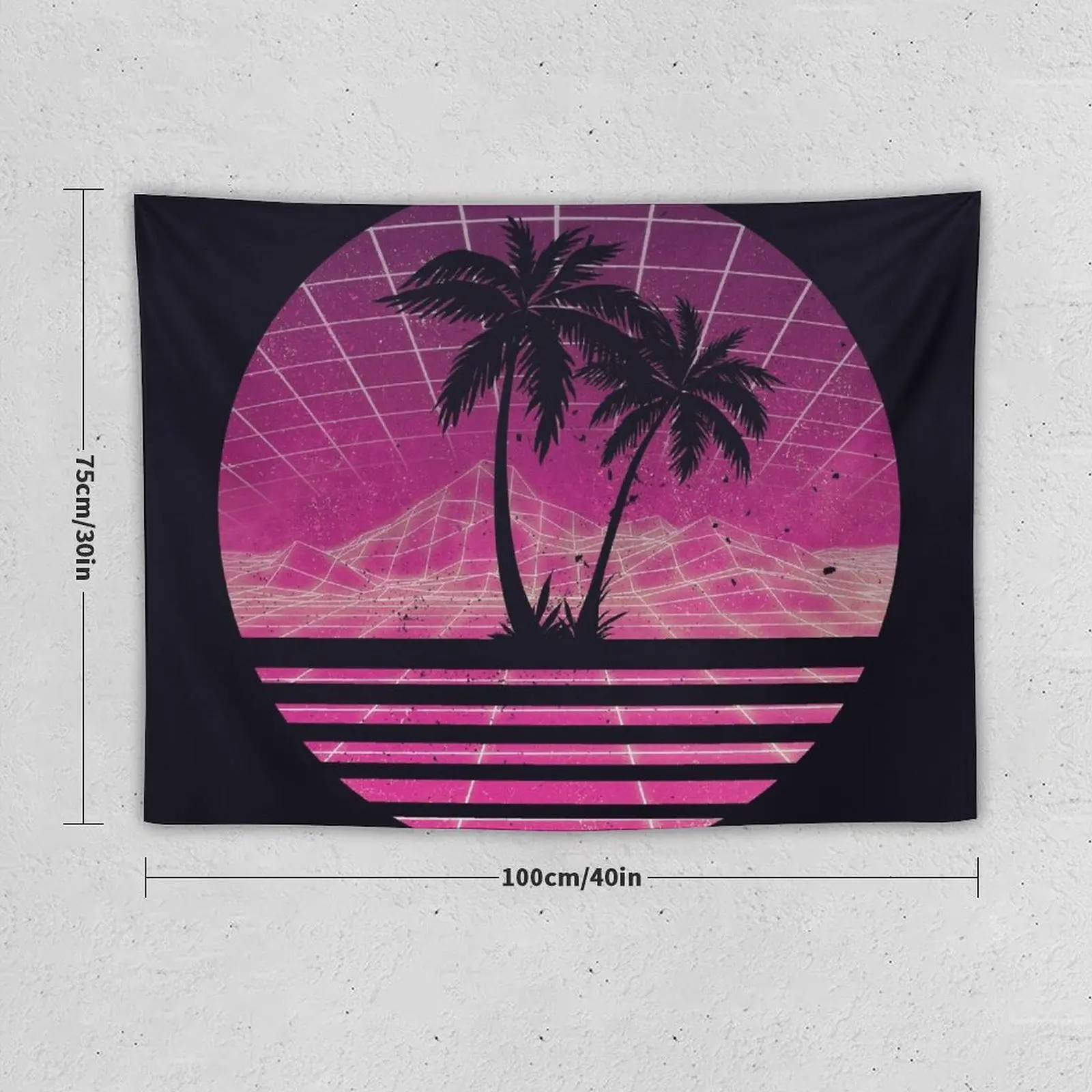 Modern Retro 80s Outrun Sunset Palm Tree Silhouette - Magenta Tapestry Wall Decorations Decoration For Bedroom Tapestry