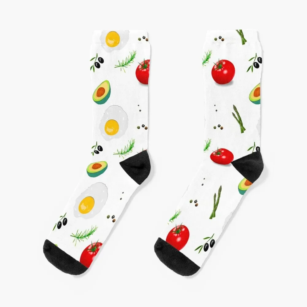 

Egg,avocado and tomato pattern Socks christmas gift japanese fashion Socks Women's Men's