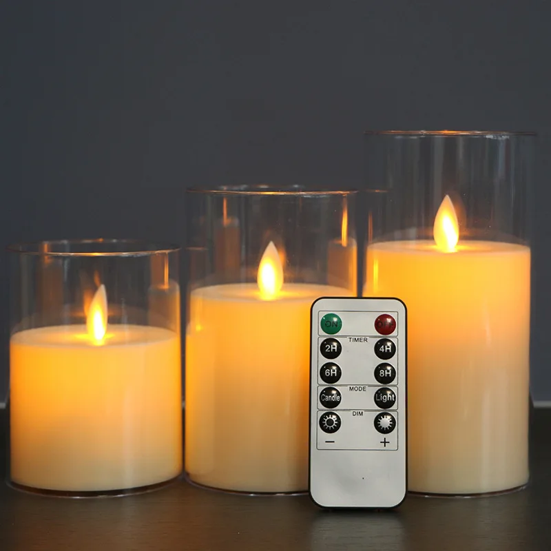 3pcs Flameless Led Candle Light Battery Powered Electronic Candle Lamp with Remote Christmas Party Birthday Wedding Home Decor