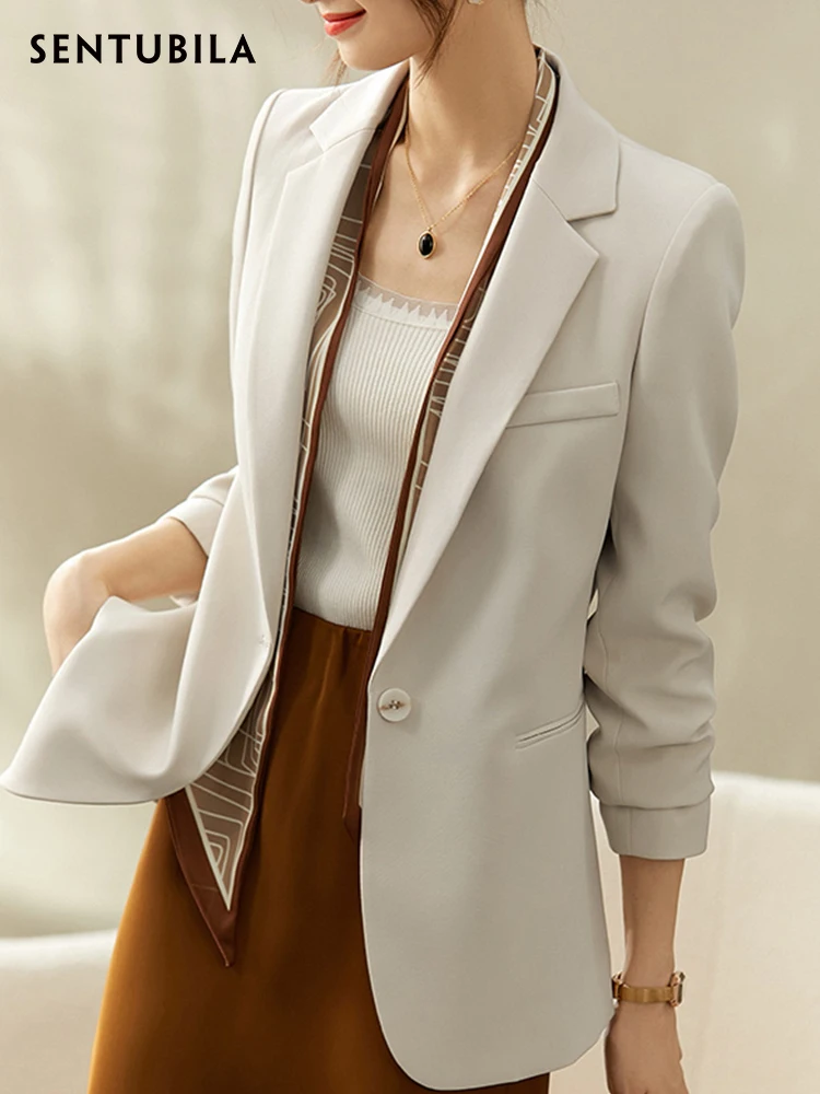 SENTUBILA Blazer Women 2024 Spring Autumn Elegant Fashion Office Lady Work Business Professional Notched Suit Jacket 123X43564