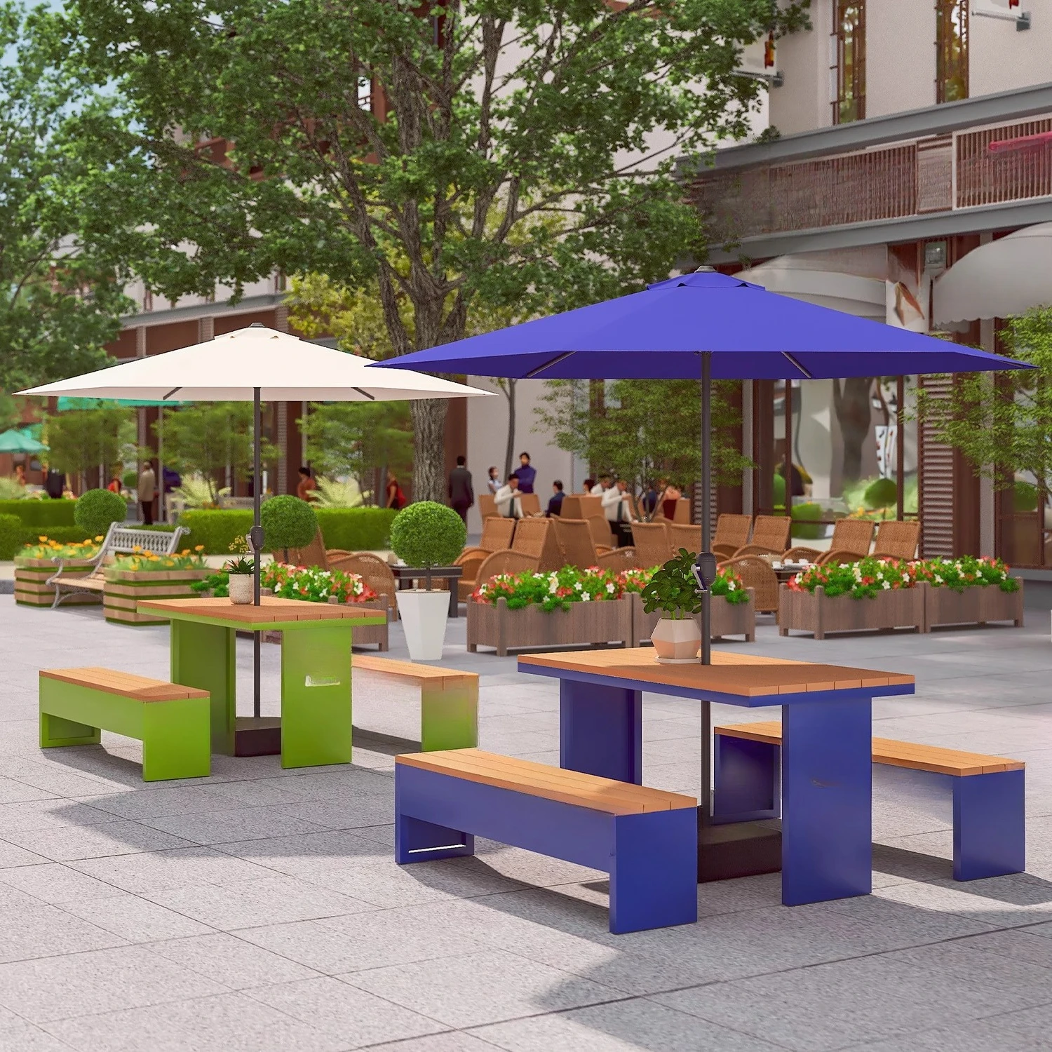 Zestaw mebli ogrodowych: stół i krzesła z kutego żelaza, idealne do wypoczynku.