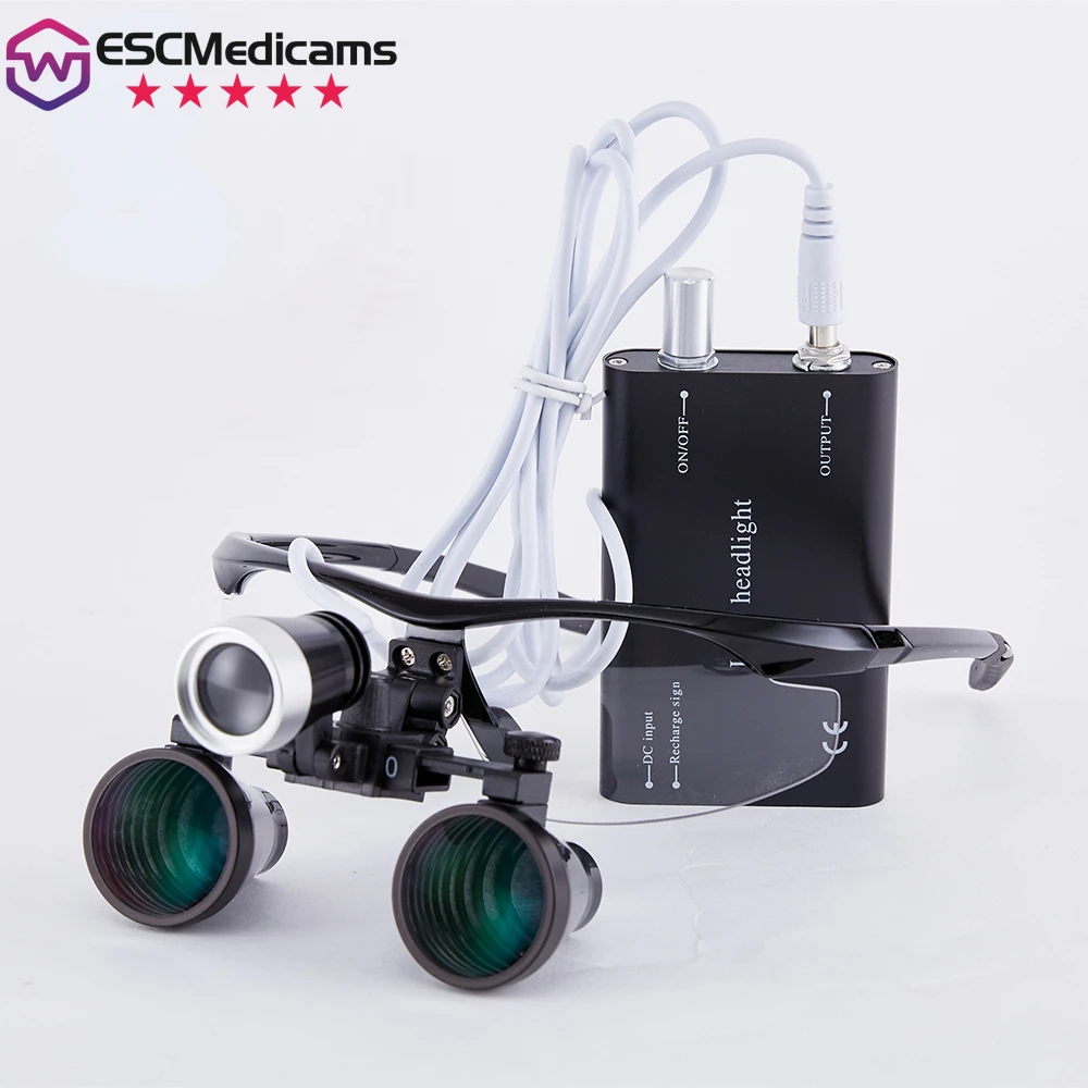 

Dental Loupes Magnifier Magnifying Glass with LED Light Stand 2.5X 3.5X Glasses with Illumination Aluminum Box Operation Loupe