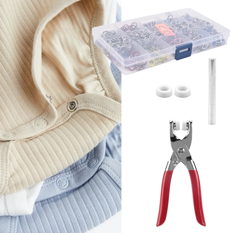 PWS 200 Sets Snap Buttons Rompers Snaps Craft Pliers Tool Prong Buckle Metal Ring Button Snaps Sewing Craft 9.5Mm, 10 Colors