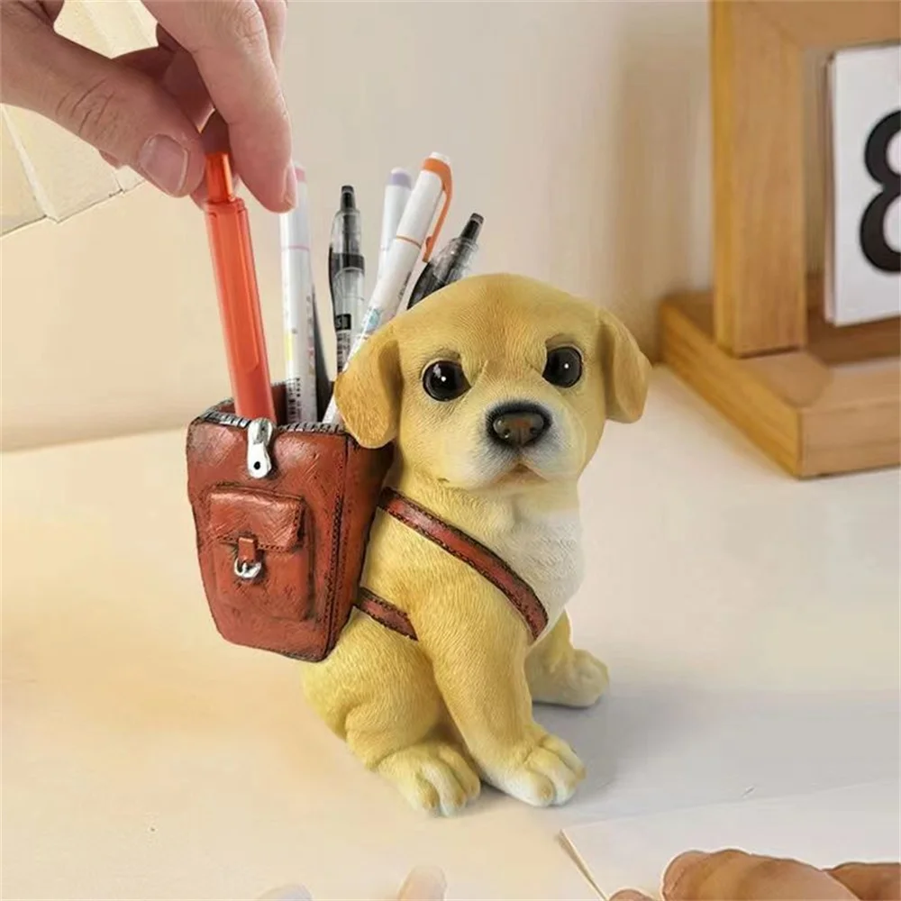 Cute Puppy Pen Holder Ornament Office Desktop Storage Organizer Stationery Box Back To School Children's Day Birthday Gifts 1PC