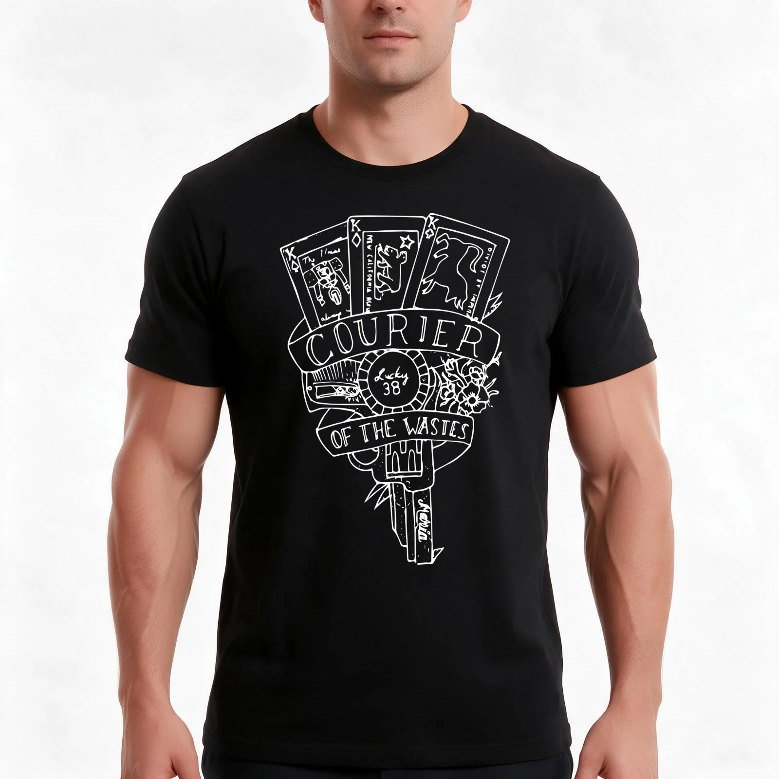 courier flash // white on black version T-Shirt, Summer Casual Cotton Tee, Oversized Streetwear Tops, Vintage Graphic Print