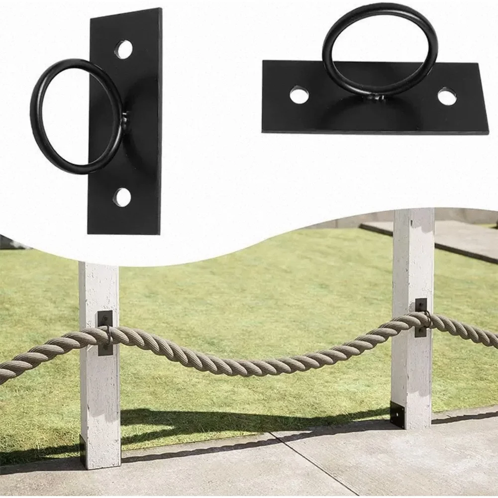 Black Circular Bracket 4pcs Coated Iron Wall Ceiling Mount Rope Hook for Rope Coiling Fencing Hanging and Rope Management Use