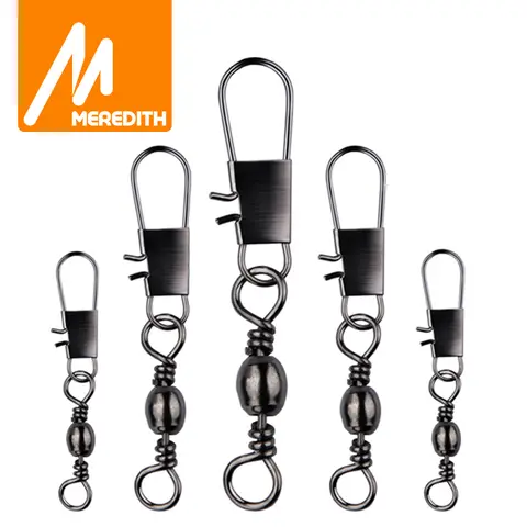 메러디스 50 개/몫 낚시 커넥터 핀 베어링 롤링 회전 스테인레스 스틸 스냅 Fishhook 루어 태클 Accessorie