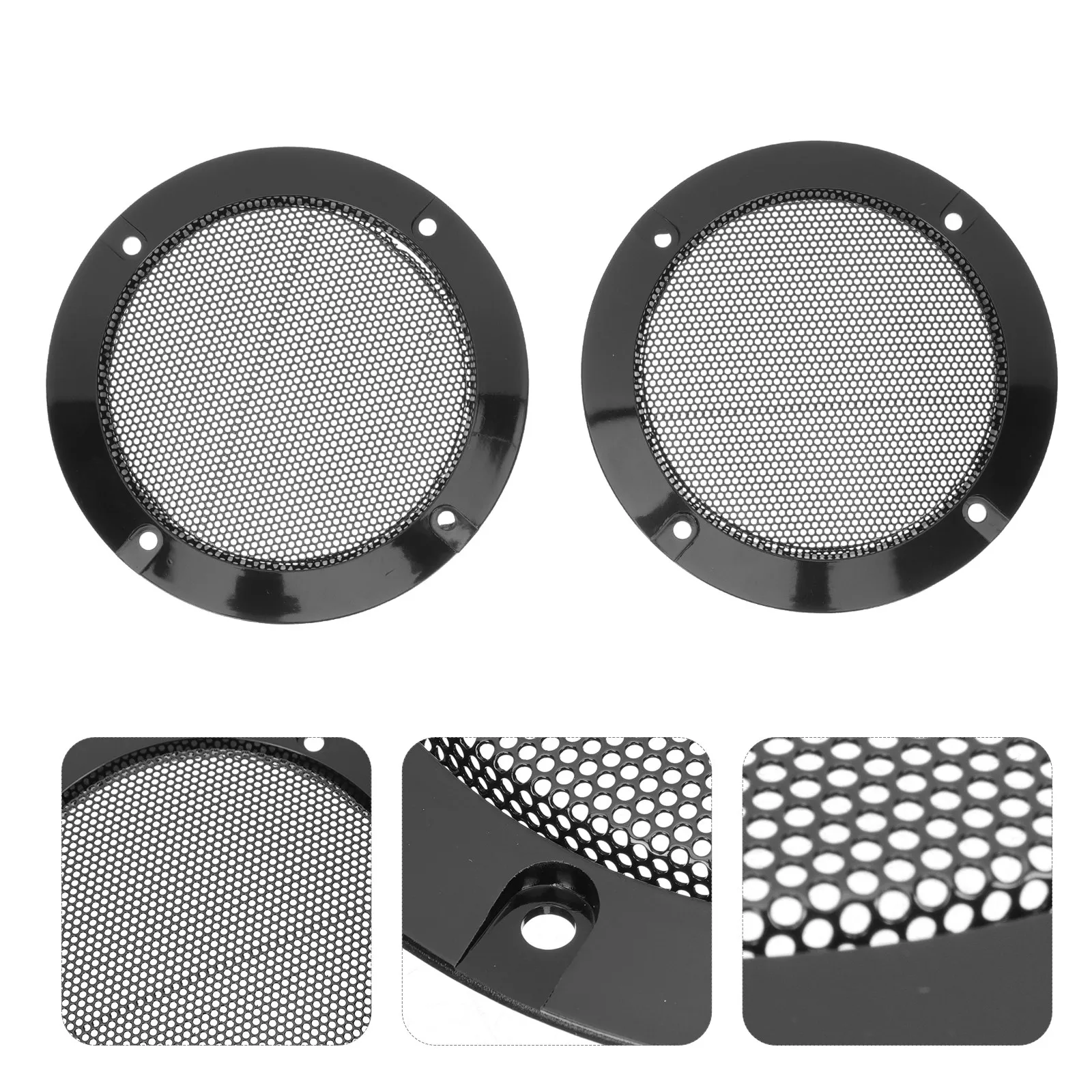 

1Set Car Speaker Protector Mesh Grill Cover Metal ABS Material Strong Deformation Resistant Speaker Decorative Circle Accessory