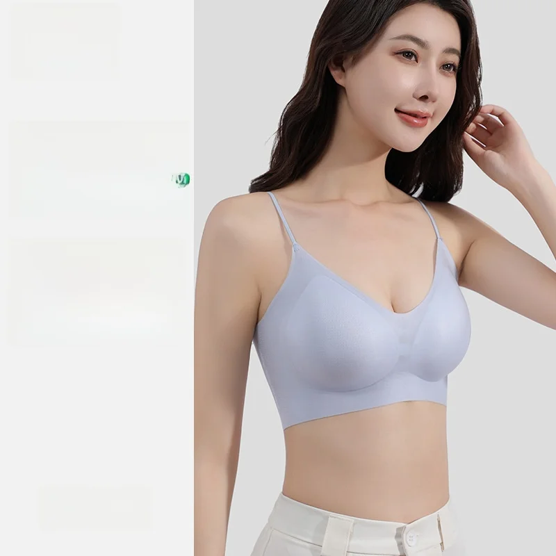

Wireless Strapless Bra Breathable Comfortable Thin Strap Underwear for Women Reduces Chest Size Elegant Design Ladies Lingerie