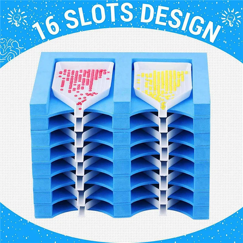4X 16 فتحة الماس اللوحة صينية المنظم الماس اللوحة الملحقات صينية الماس أدوات الطلاء أطقم المنظم الأزرق #5