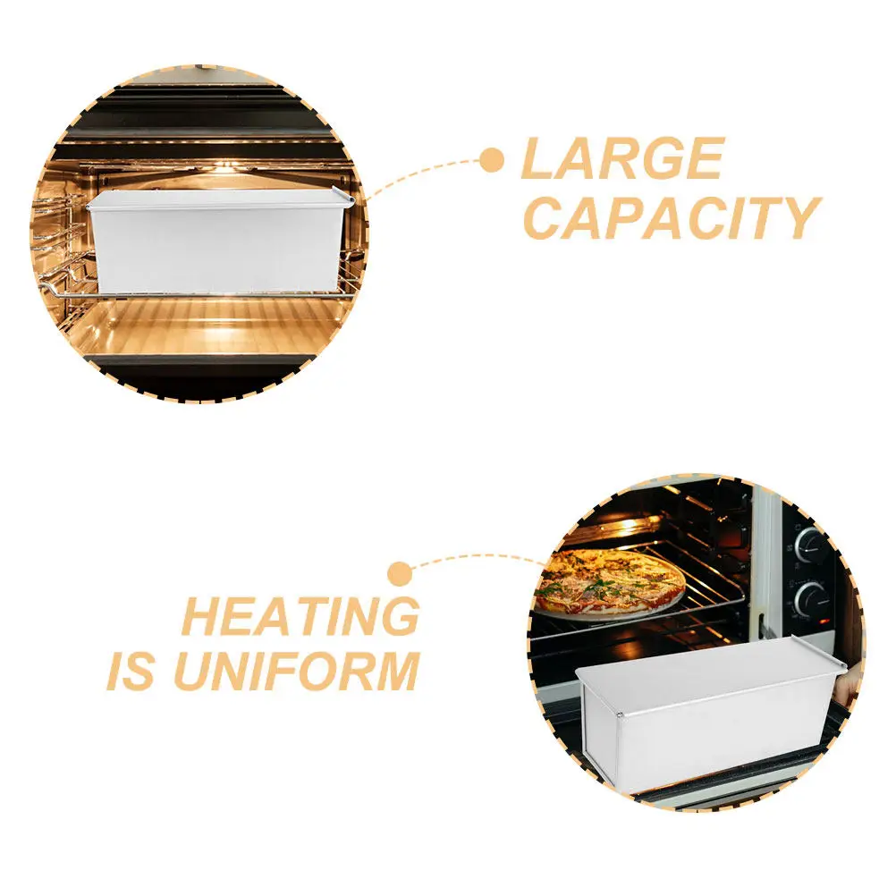 Fast Heat Conducting Aluminum Loaf Pan with Slide Lid Non-Stick Baking Mold for Toast Cake Loaf Bread Homemade Baking Supplies
