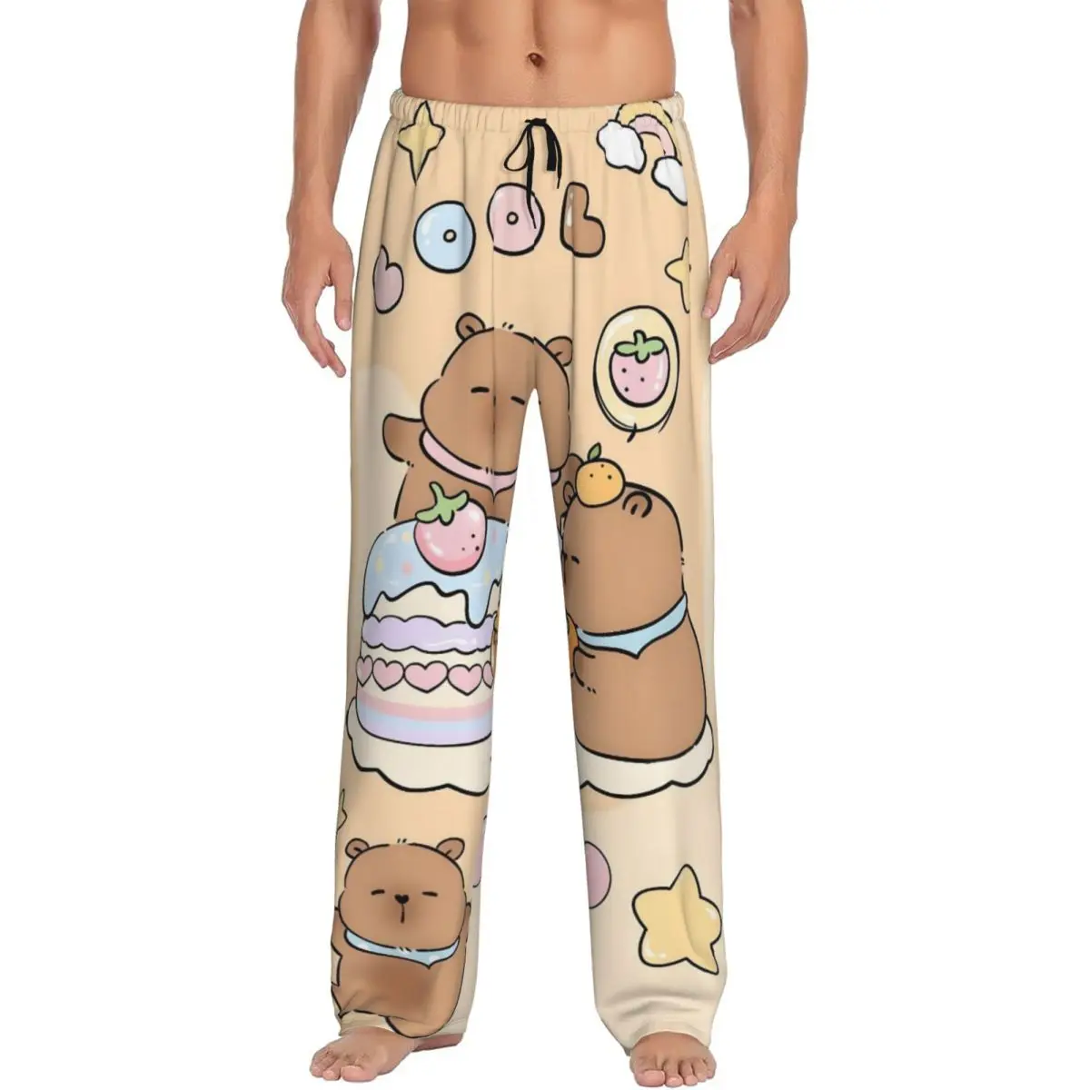 

Custom Print Men's Capybara Pajama Pants Cute Anime Sleepwear Sleep Lounge Bottoms with Pockets