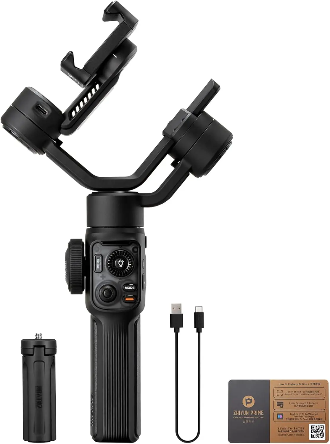 ZHIYUN Smooth 5S AI  3-Axis Gimbal Stabilizer with Built-in Fill Light Tripod Phone for Video Recording support Gesture Control