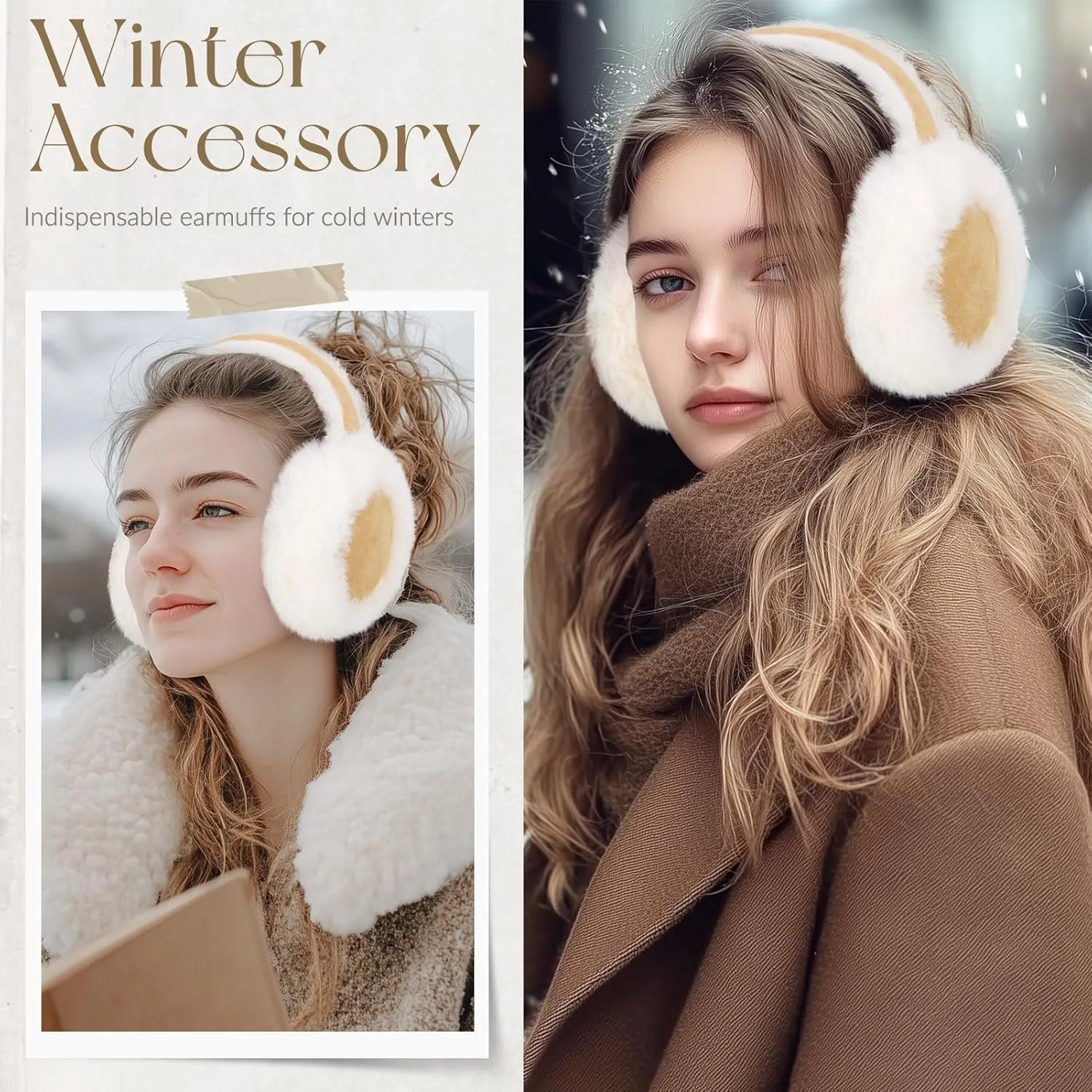 Women Suede Plush Earmuffs Wool Solid Plush Warm Outdoor Skiing Cycling Windproof Cold-Proo Winter Fluffy Ear Muffs Earflap