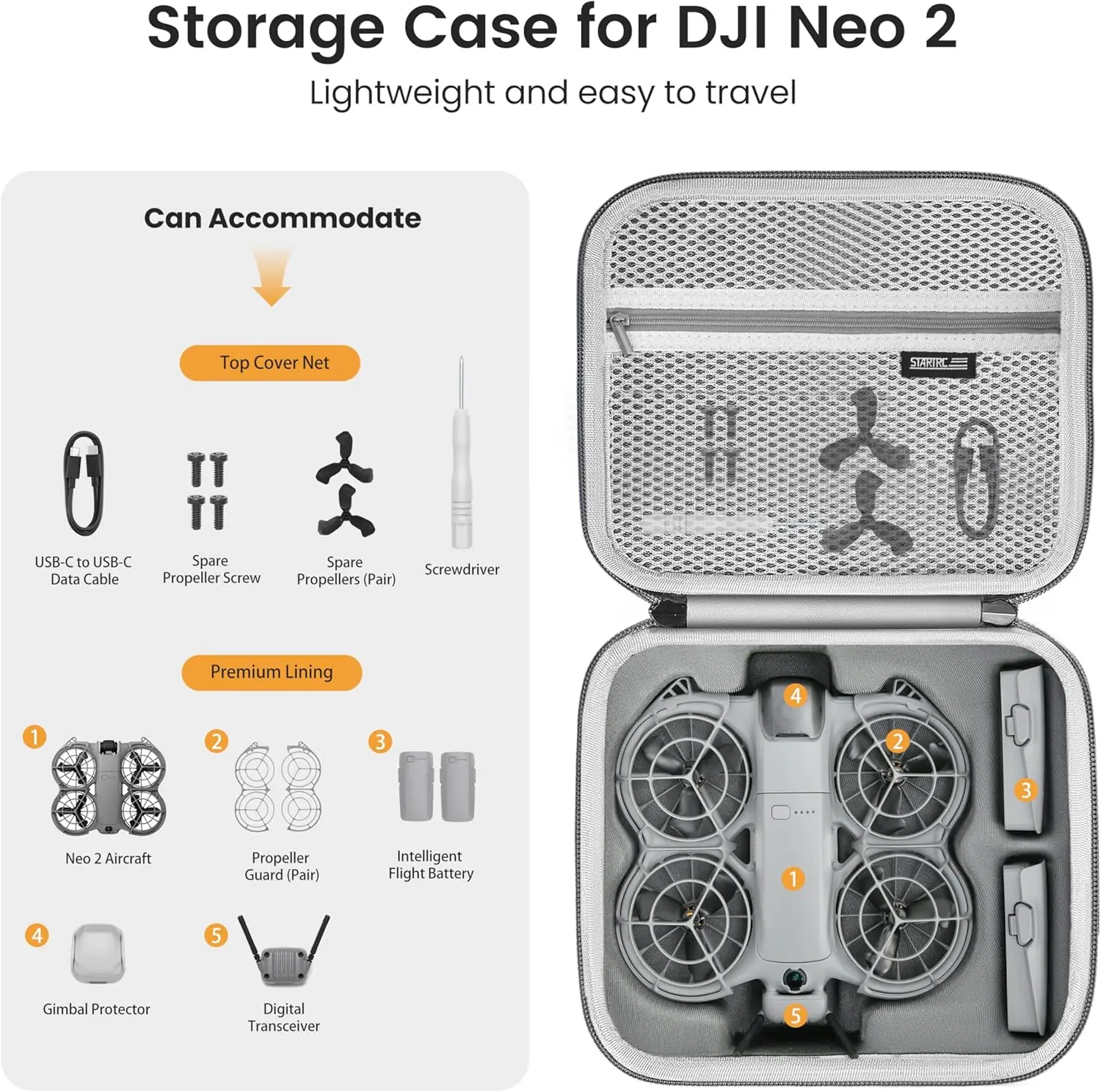 STARTRC Neo 2 Portable PU Shoulder Bag Handbag for DJI Neo 2 Drone and Battery Accessories Carrying Shockproof Case