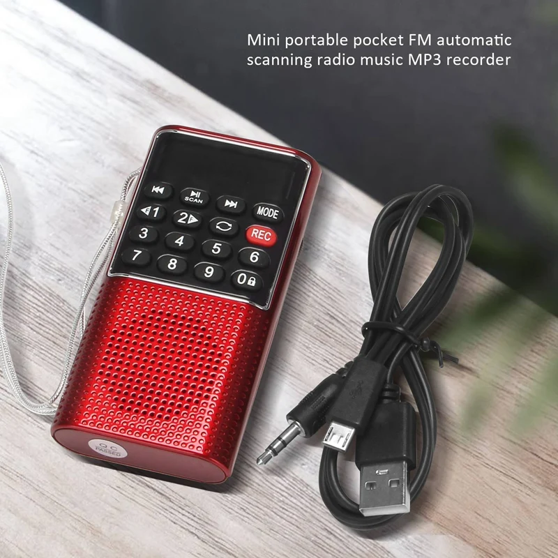 L-328 Mini Portable Pocket FM Auto Scan Radio Musique Audio MP3 Lecteur Extérieur Petit Haut-Parleur Avec Enregistreur Vocal