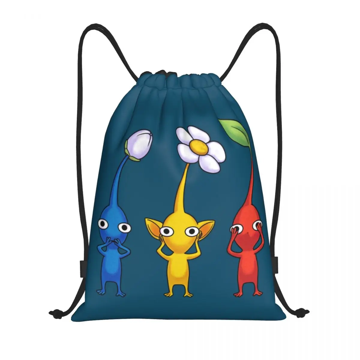 Custom Pikmins Play Gamer Drawstring Bags Women Men Portable Sports Gym Sackpack Shopping Storage Backpacks