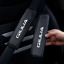 2Pcs Leather Car Safety Belt Shoulder Cover Pads for Alfa Romeo Giulia Stelvio 2017-2019 2020 2021 2022 2023 Car Accessories