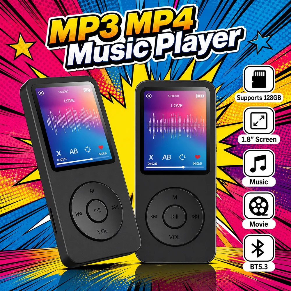 

MP3 Type C Portable Walkmen Bluetooth 5.4 Music Stereo Player Support E-Book Recording FM Radio For Student Sport Auto Browse