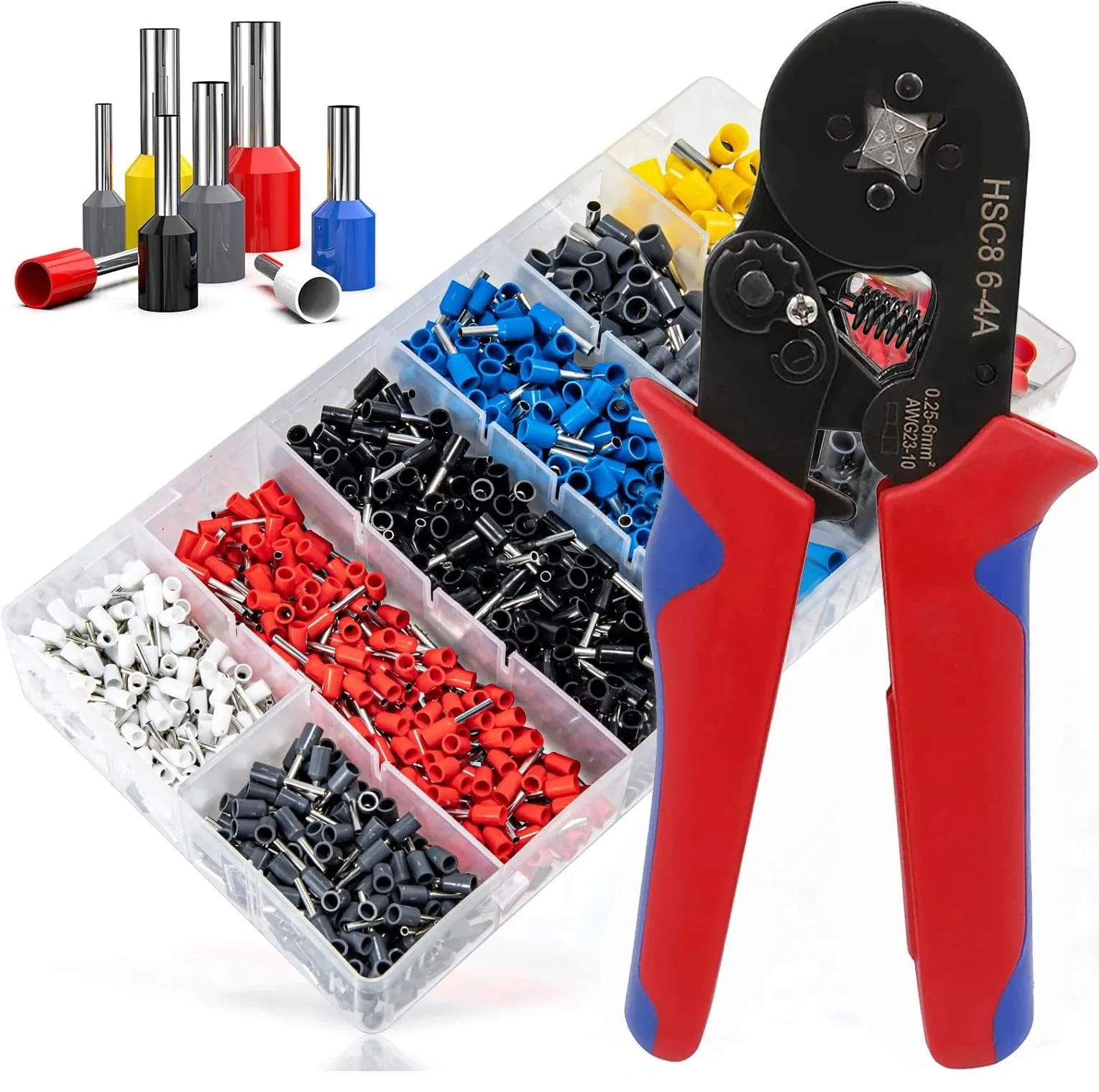 

Набор из 1200 трубчатых клеммных колодок с обжимными клещами для изолированных проводов и электрических разъемов