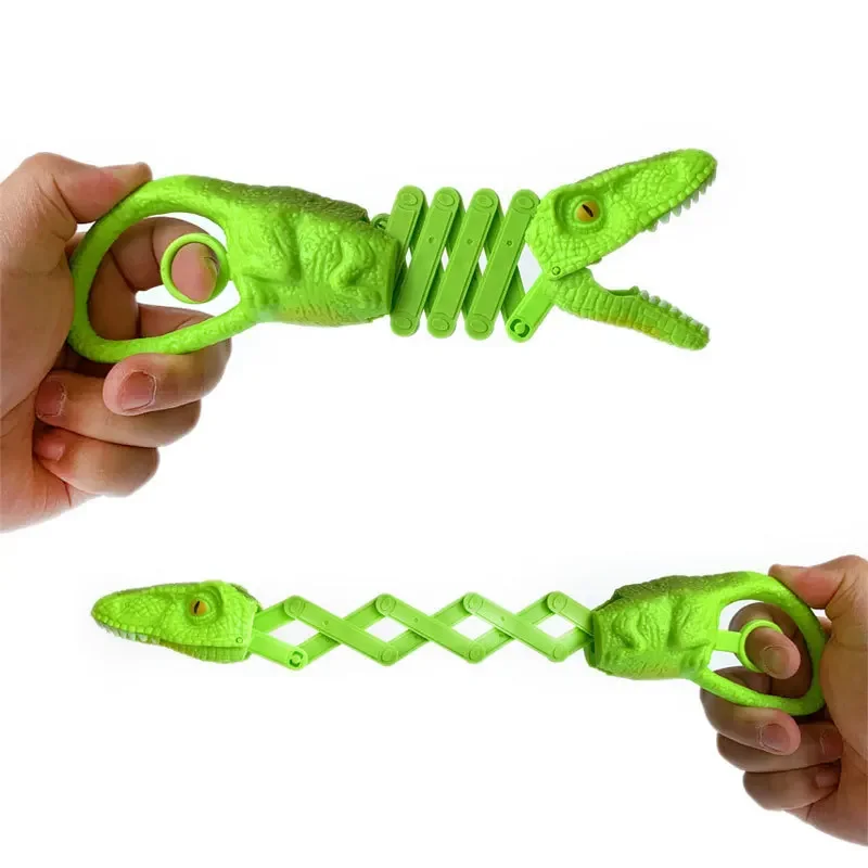 2024 New Novelty Dinosaur Spring Retractable Bite Manipulator Clip Tricky Toy Animal Character Game Fidget Toys Kid's Gift 키링