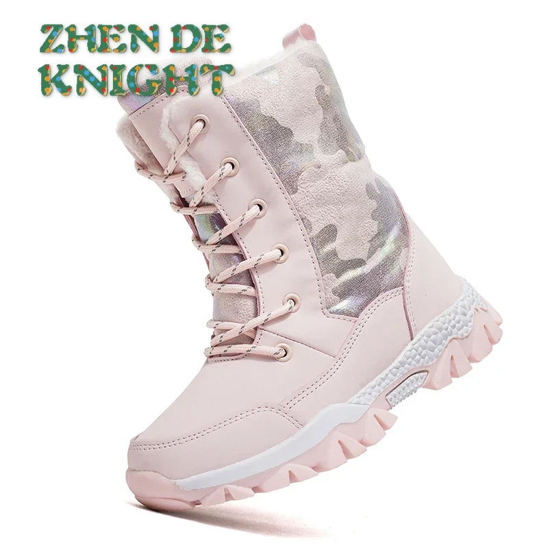 Popular Autumn Winter Snow Boots Fashion Casual Matching Boots Warm Children's Outdoor High Top Sneaker Cute Girls Pink Boots