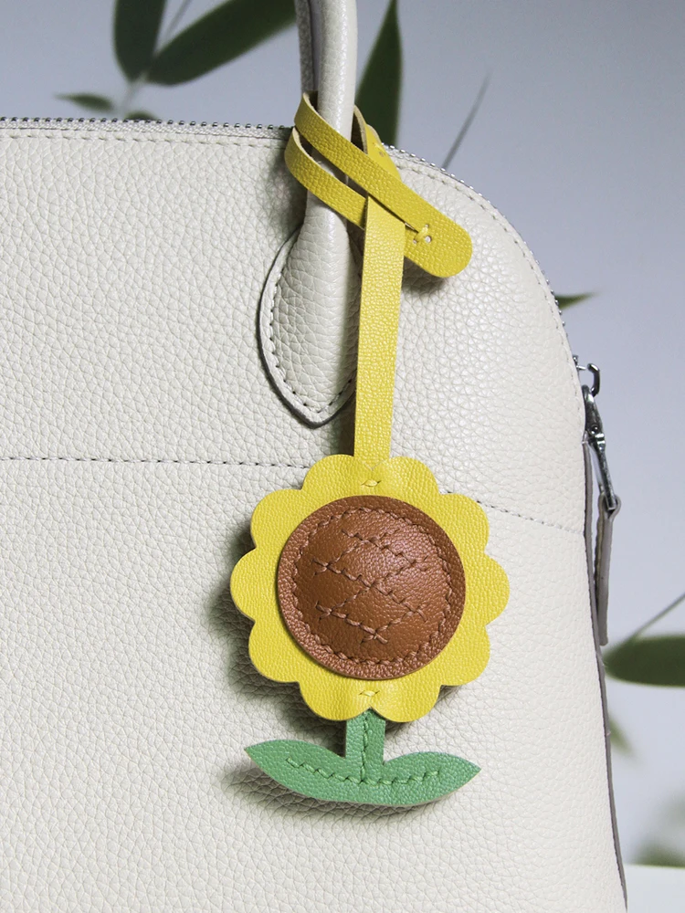 

Подвеска-сумочка с мультяшным подсолнухом, подвеска-сумка из овчины, изысканные украшения ручной работы, подвеска-ключ