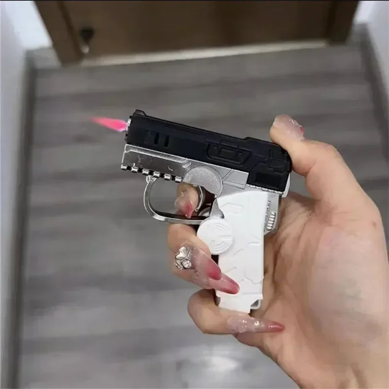 HOT Portable Windproof Inflatable Lighter Gyroscope Decompression Jet Flame Deformation Gun Butane Lighter Men Toy Fast Shipping