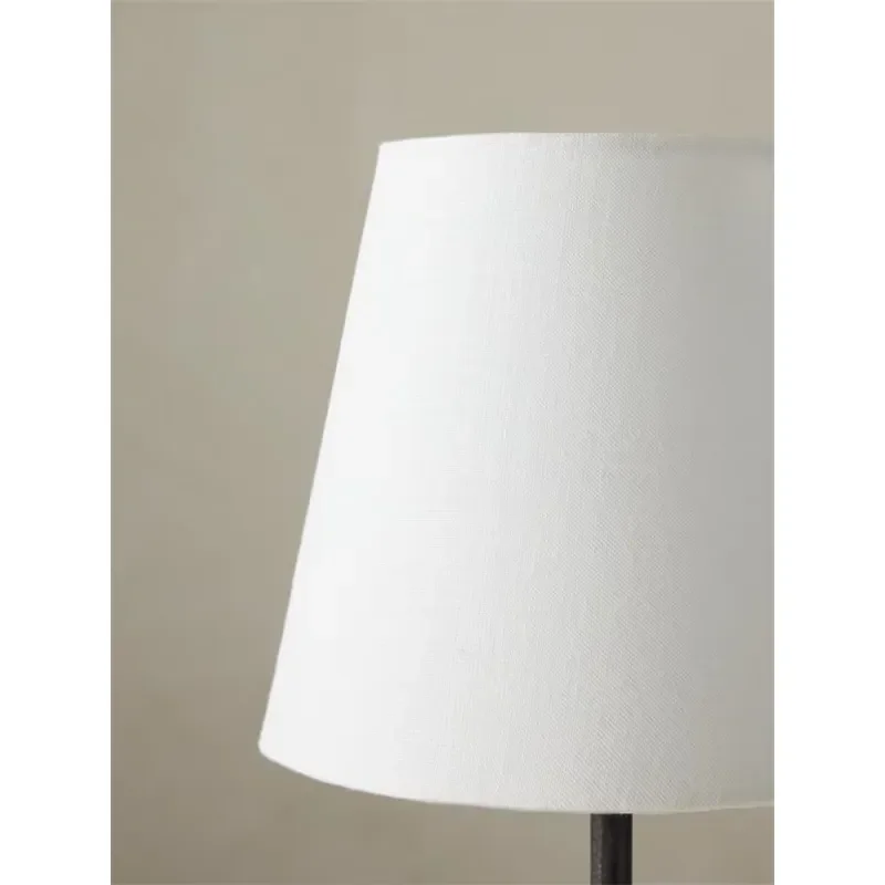 Modern Nordic Table Lamp Polished Stone Base Linen Shade Wrought Iron Arm Light for Bedroom Dining Room Hotel Villa Decor Art 5
