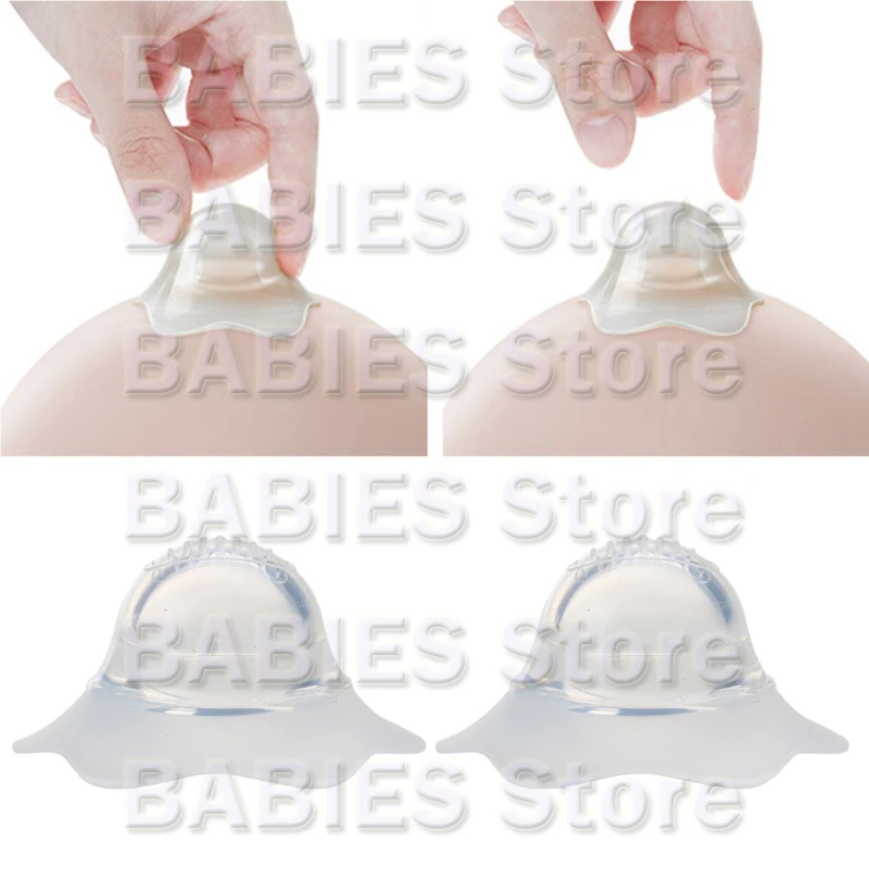 

2 шт./пара для нано-серебряного силиконового корректора для сосков, экстрактор в форме лепестка, антибактериальный инвагированный плоский всасывающий прибор