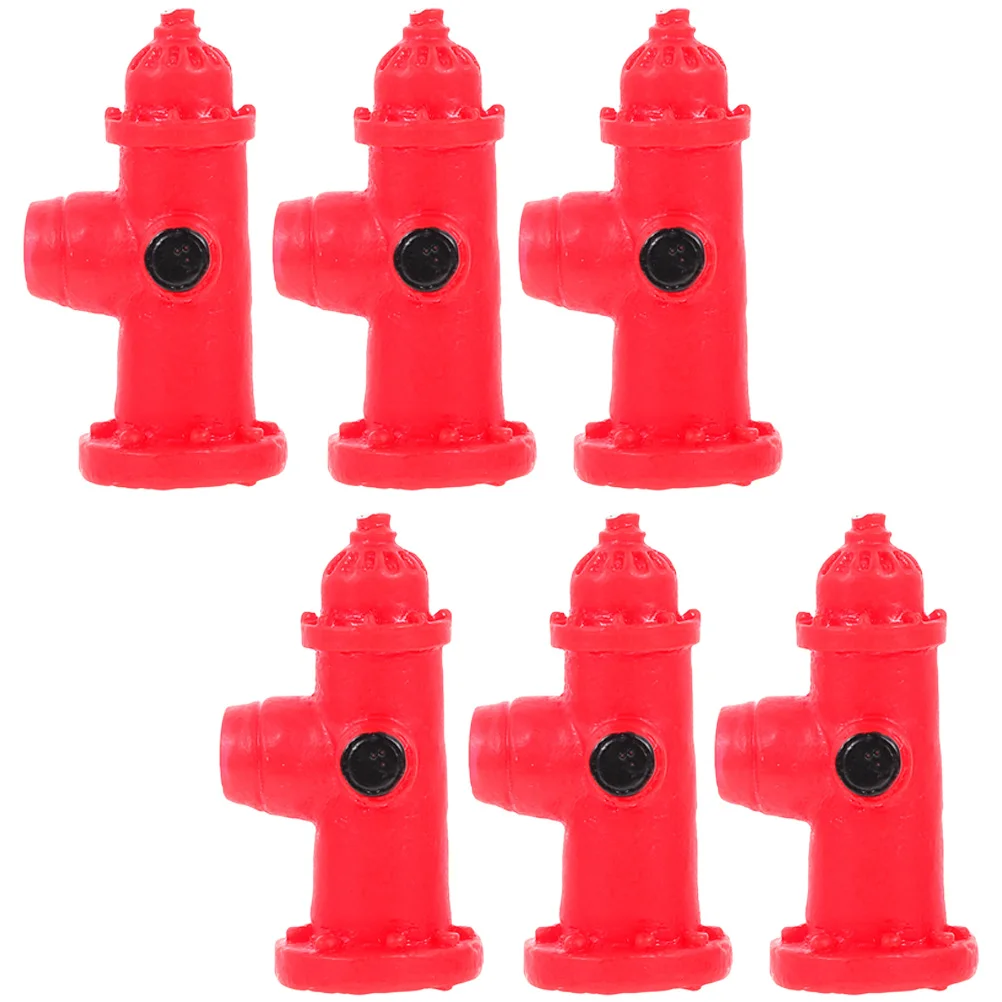 6 Pcs Street Traffic Sign Simulated Toy Miniature Fire Hydrant Cognitive Toys Resin Landscaping Statue Child