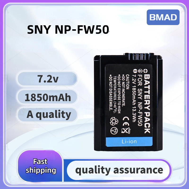 Bateria de polímero de lítio NP-FW50 7.2v 1850mAh adequada para Sony A6400 A6300 A6000 A6000 A5100 A5000 A7s2 A7 Bateria de câmera