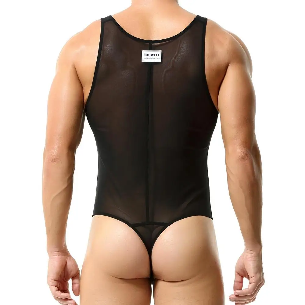 TAUWELL Mens Shapewear Singlets Sexy Underwear Fitness Sport Mesh Breathable Undershirts Men Bodysuit Thongs