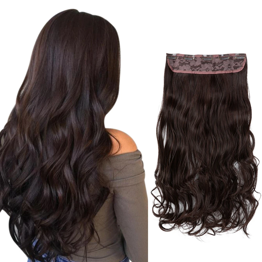 High Quality Synthetic Hair Extensions Colourful Vendors Fiber Clip in Ombre Seamless Clip Long Wavy Hair Extensions for Women