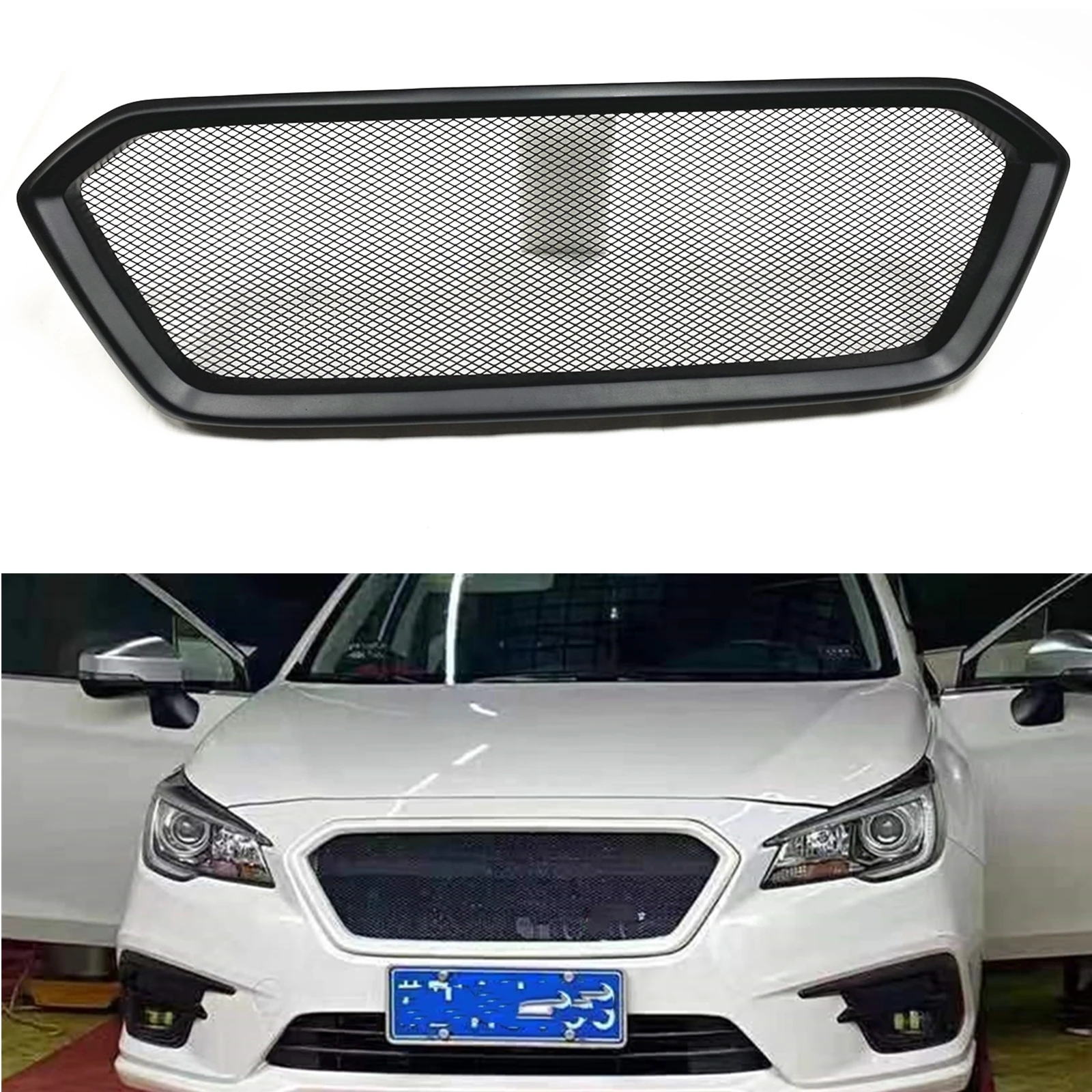 Front Grille For Subaru Outback Legacy Sport 2018-2019 Wagon Fiberglass/Carbon Fiber Upper Bumper Hood Mesh Grid Racing Grill