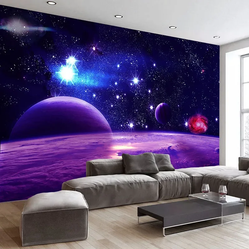 Custom 3D Mural Wall Paper Universe Starry Sky Background Wall Painting for Living Room Bedroom Wallpaper Wall Decals Waterproof