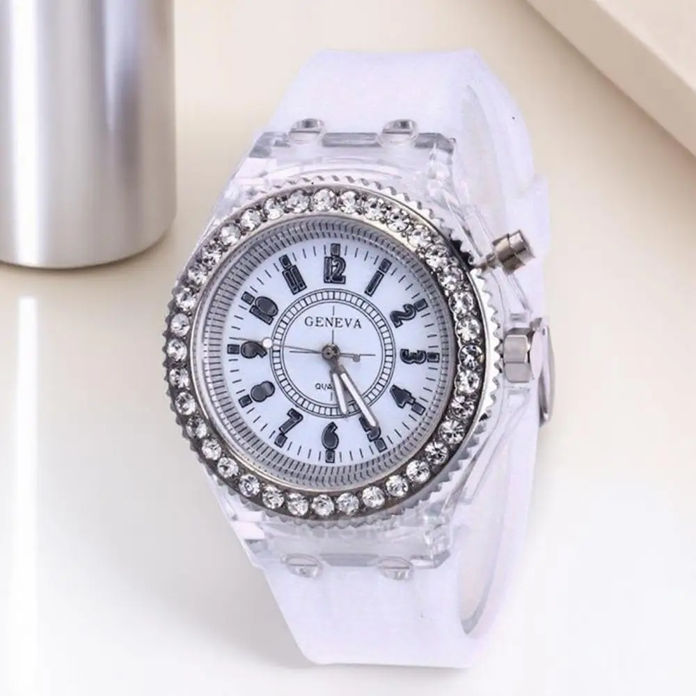 KISMIS Unisex Luminous Quartz Sports Watch with Rhinestones Stylish Silicone Band for Casual Wear and Outdoor Activities