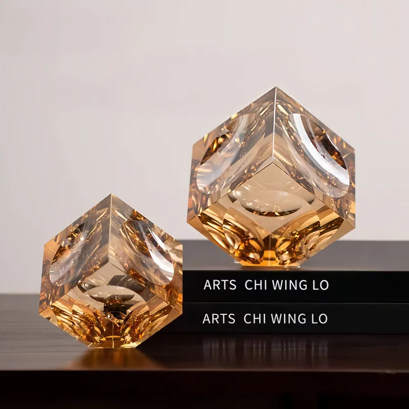 Light luxury minimalist geometric square crystal cube decoration tea table desktop foyer bedroom BB482RQ