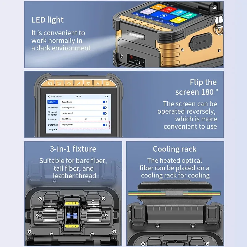 

S-90 Fully Automatic Fiber Fuison Splicer 6 Motors Multilingual Touch Screen Fiber Optic Core Hot Melt Machine Built-in VFL OPM