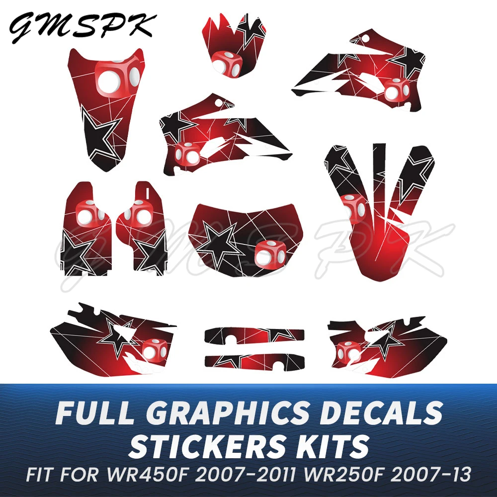 

Комплекты наклеек с графикой и фоном обтекателя мотоцикла, подходят для Yamaha WR250F WR 250F 2007-2013 WR450F WR 450F 2007-2011