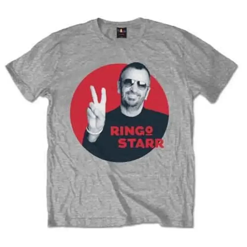 Ringo Starr Peace Red Circle T Shirt Grey New