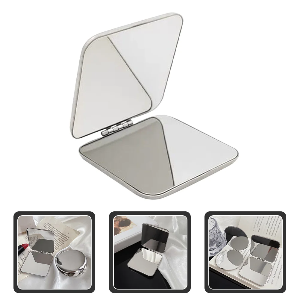Petit miroir Portable Double face en acier inoxydable, pour femmes, voyage et maquillage, miroirs de maquillage compacts, miroirs de voyage