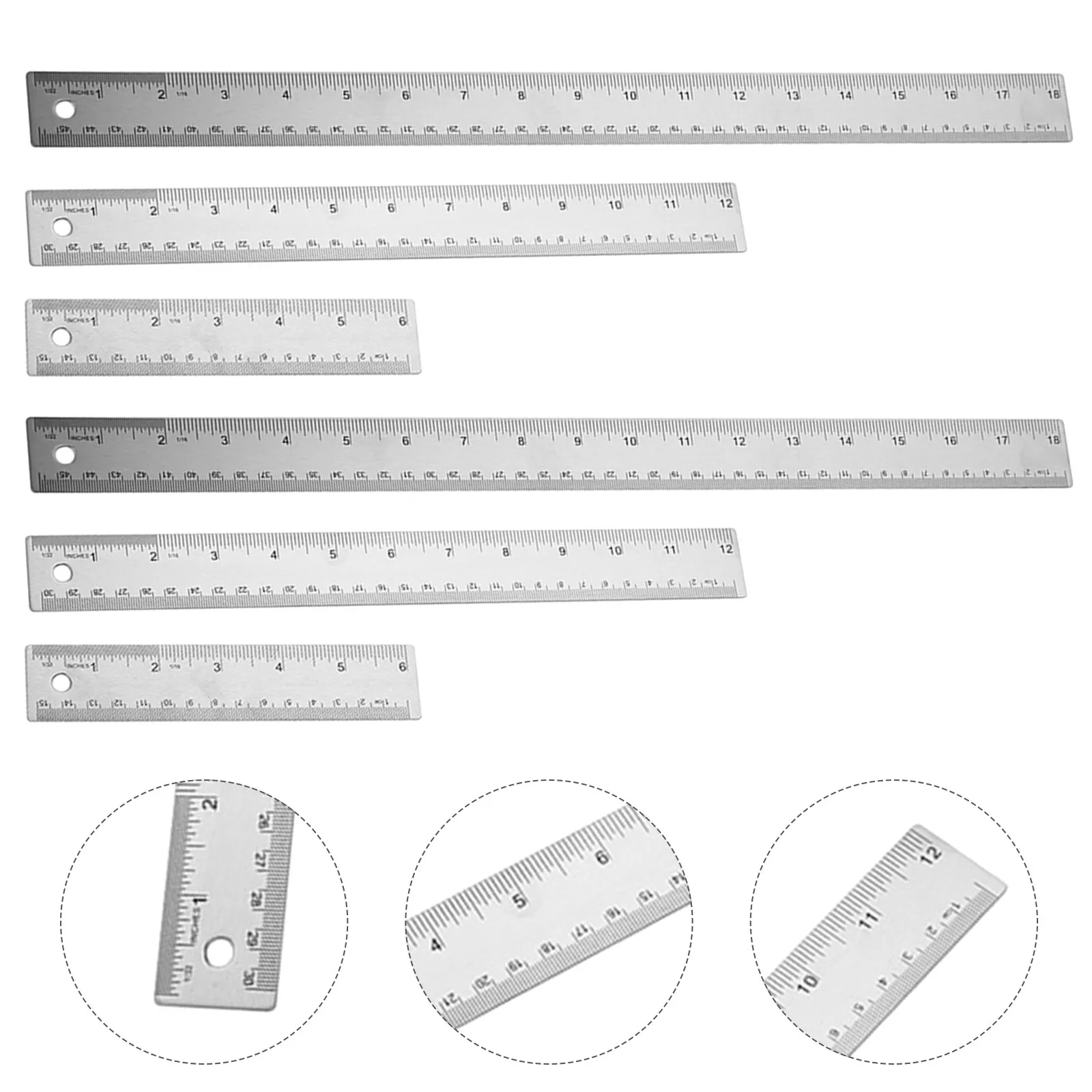 6pcs-stainless-steel-ruler-set-dual-measurement-cork-backing-non-slip-metal-measuring-tools-for-school-drafting-woodworking
