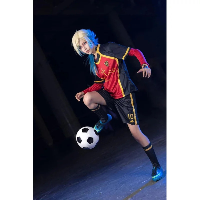 

Anime Blue Lock Kaiser Cosplay Costume Ness Isagi Kurona Hiori Football Uniform Wig Bastard Munchen German Team Red Black Jersey