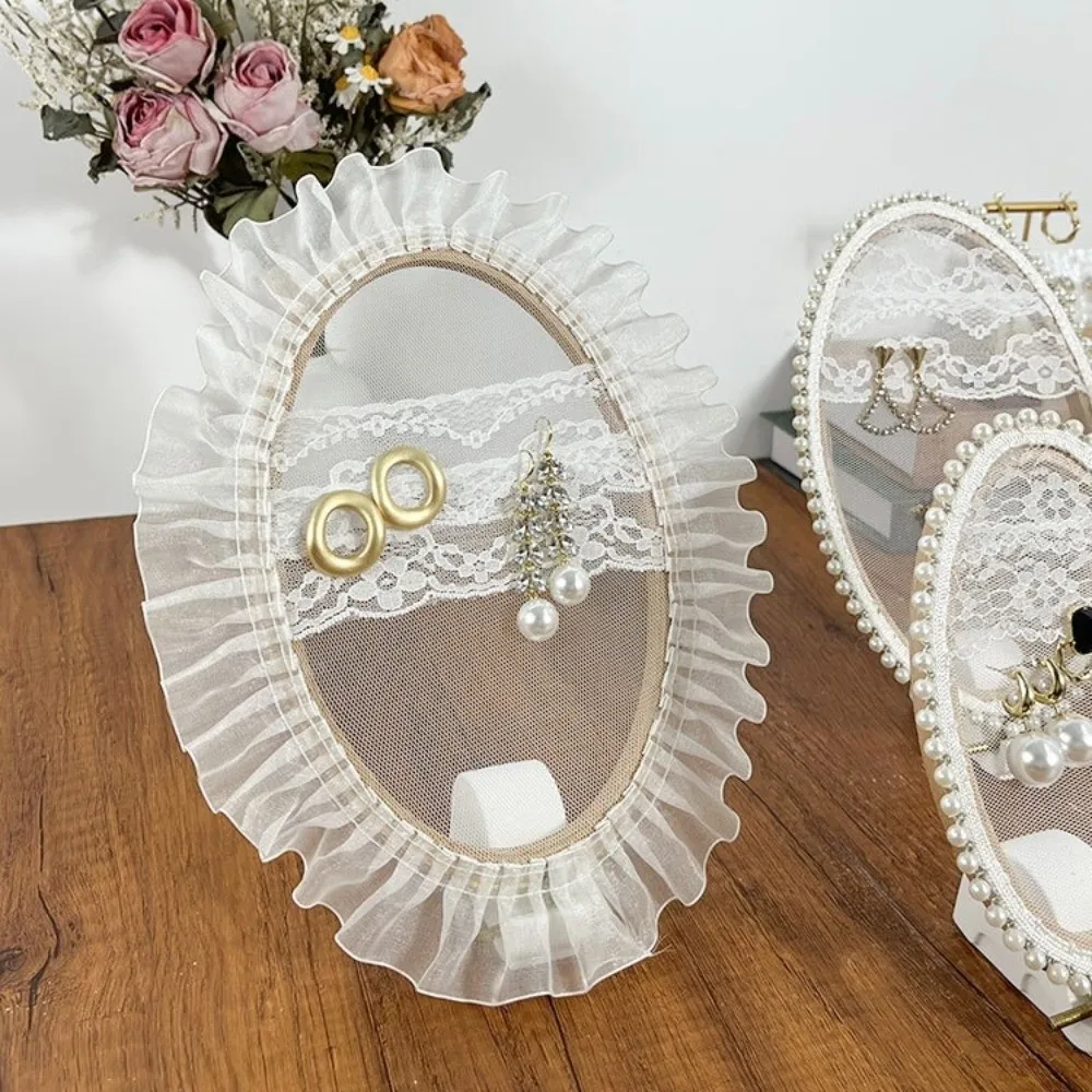 

Деревянная подставка для серег с вышивкой и кружевом, держатель для жемчужных пусет, подставка для макраме, гипсовая основа, витрина для ювелирных изделий